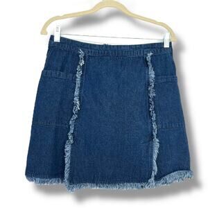 UMGEE Dark Denim Faux Wrap Skirt S  BackToSchool Festival Vacation Preppy